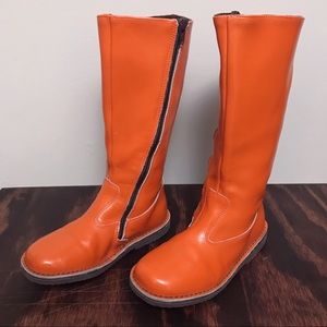 Mini Biden Tall Orange Leather Boots